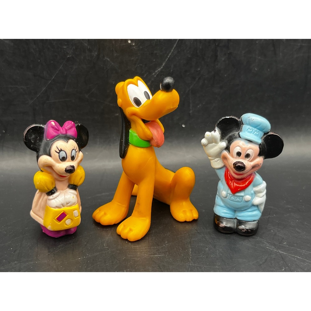 Vtg PVC Disney Mickey Minnie Pluto Figuresโ Toy Lot Collectible Trinket